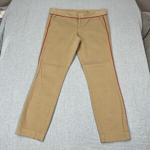 J. Crew Andie Khaki Chino Pants Cotton Tan with Red‎ Piping Trim Size 6